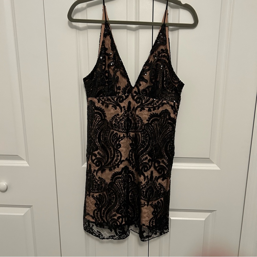 Free People Night‎ Shimmers Mini Dress Black size 4
